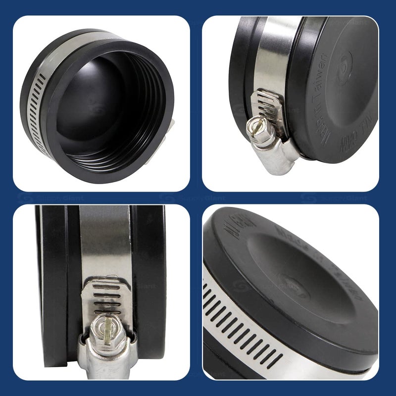 SUPPLYGIANT Supply Giant 3952x10 Flexible Pvc Pipe Cap with Stainless Steel Clamps, 3 Inch Black (Pack of 10) - Image 4